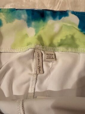 Active USA Live Well Tie-Dye Blue & Lime Fitness Leggings